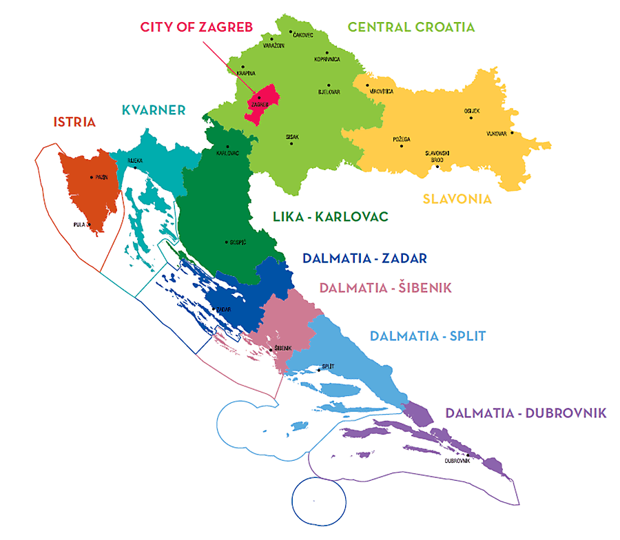 Map of Croatian Regions